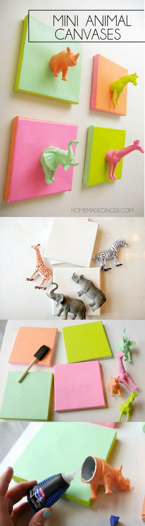 Mini Plastic Animals DIY Canvas