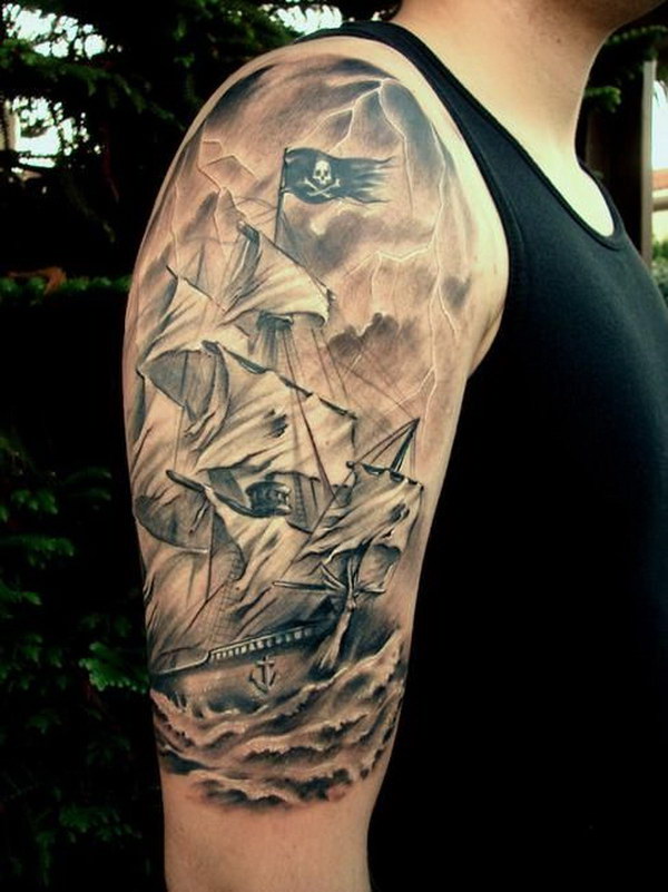Nautical Half Sleeve Tattoo Design. 