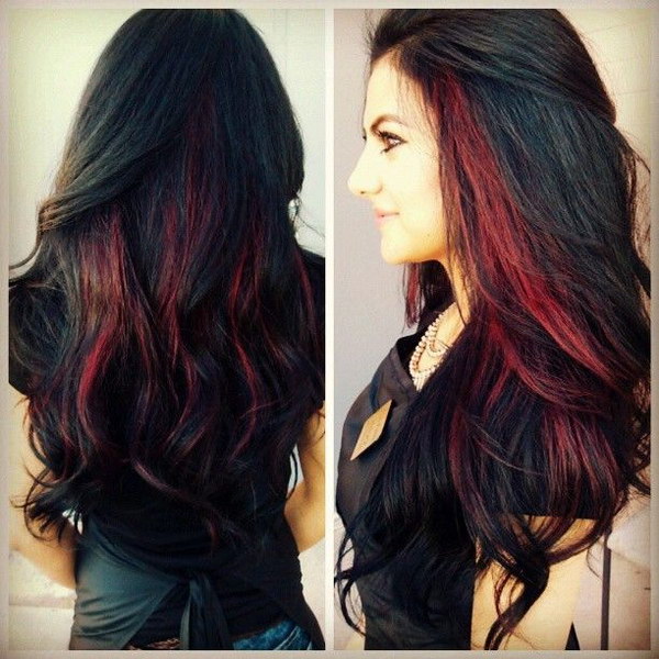 black hair color highlights ideas