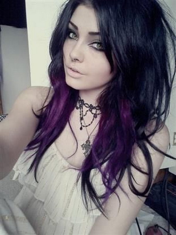 Black Hair With Purple Bangs