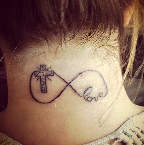 Infinity Tattoo with Cross and Love. 