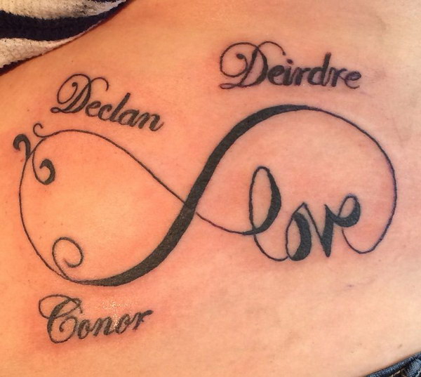 infinity symbol tattoos with names