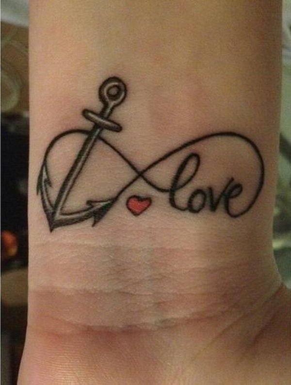 Anchor and Love Infinity Tattoo for Girls. 