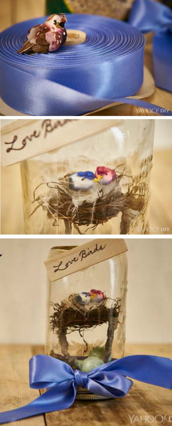 Love Birds Mason Jar Valentine's Day Gift