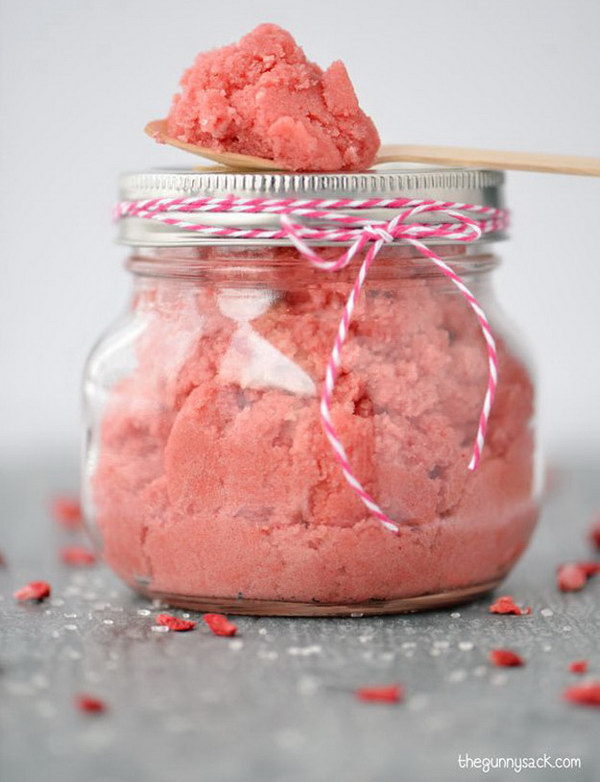 Strawberry Sugar Scrub Valentines Mason Jar Gift