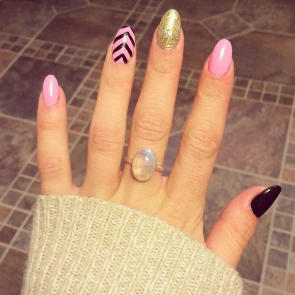 50 Beautiful Pink And Black Nail Designs 17