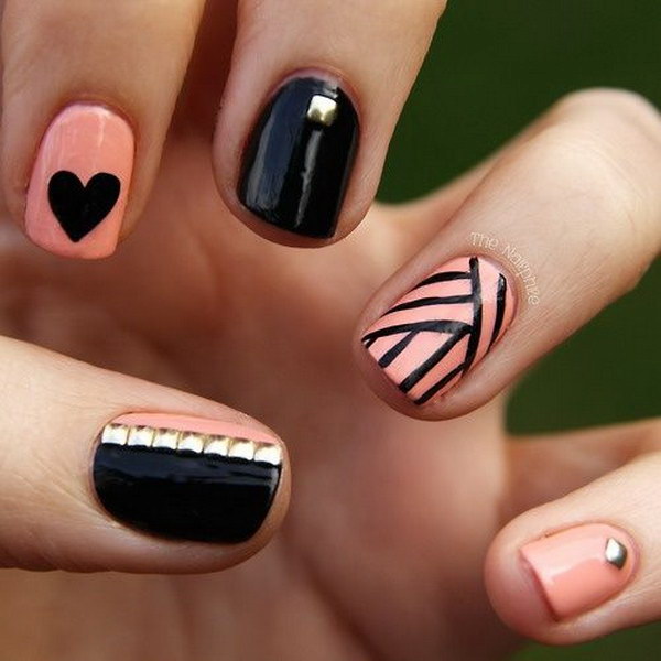 50 Beautiful Pink And Black Nail Designs 17