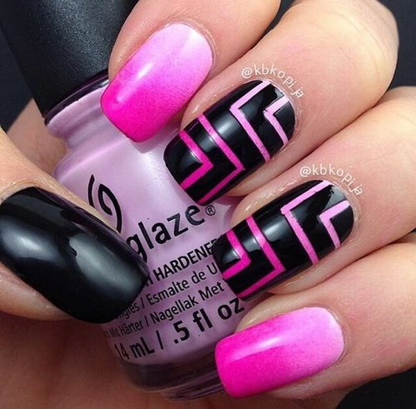 50+ Beautiful Pink and Black Nail Designs 2022