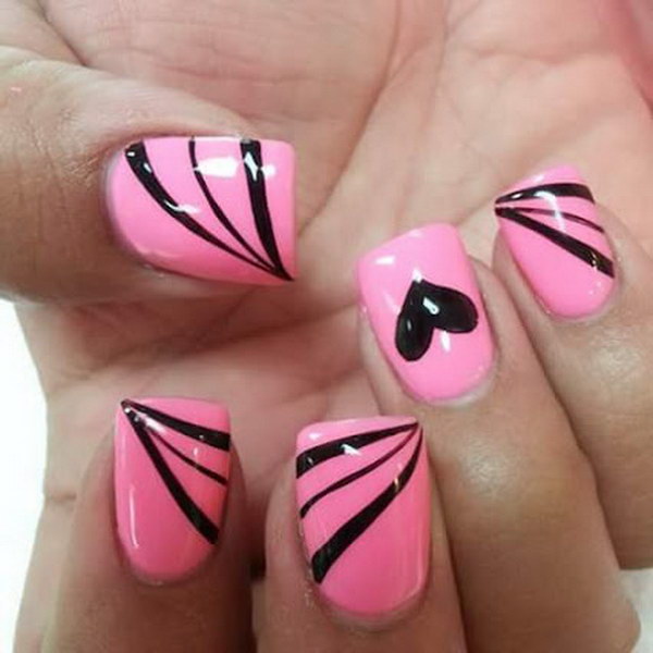 50+ Beautiful Pink and Black Nail Designs 2017