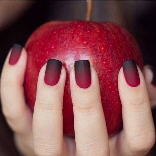 Ombre Red and Black Nails. 