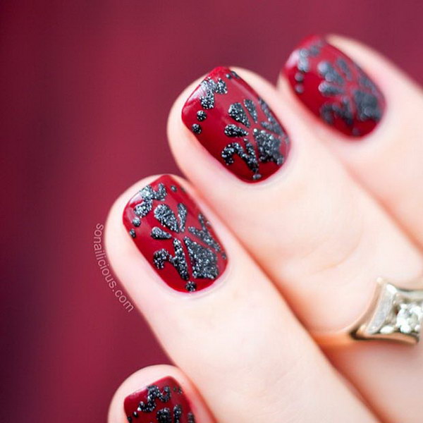 45+ Stylish Red and Black Nail Designs 2017