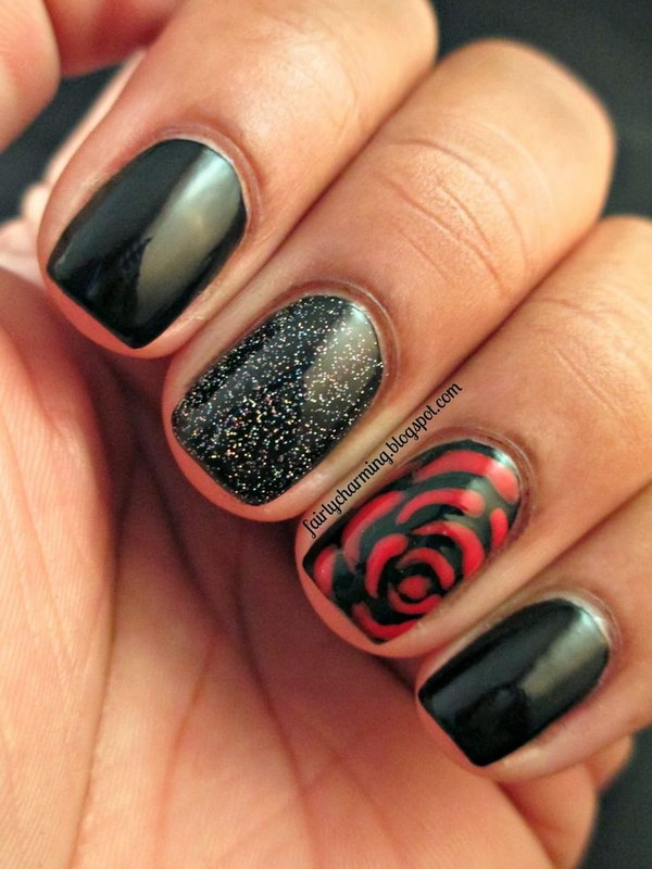 Red Rose Nail Design Ideas. 