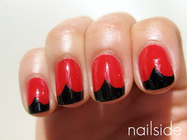 Vampy French Red and Black Nails. 