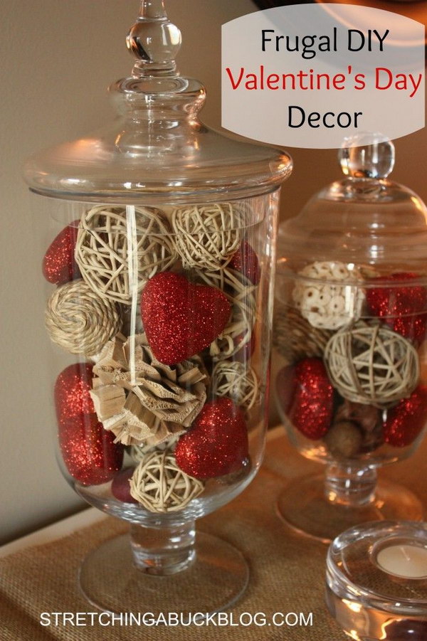Valentine's Day Glitter Hearts Jar