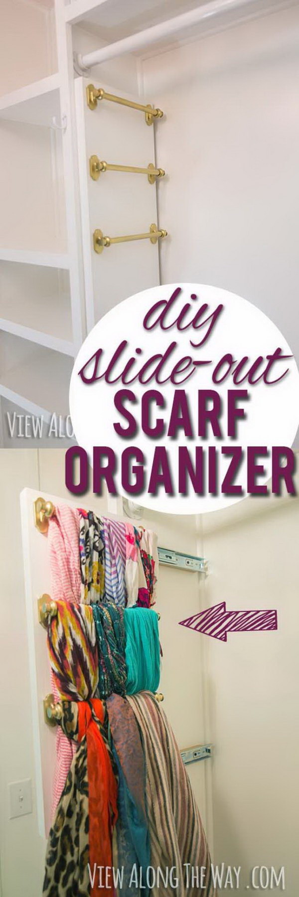 DIY Slide Out Scarf And Belt Organizers.