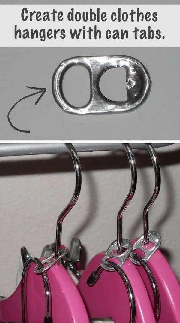 DIY Double Clothes Hangers with Soda Can Tabs.