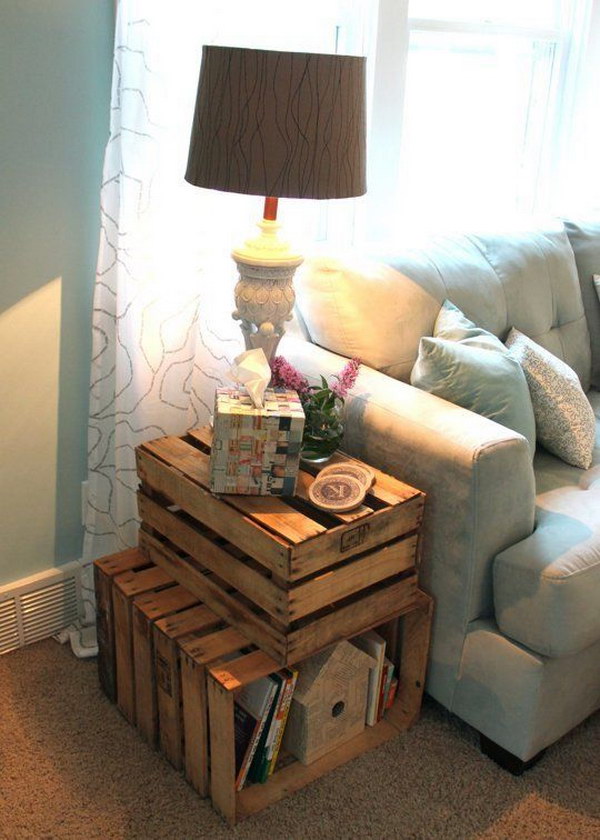 DIY A Stylish Side Table Using Dollar Tree Laundry Baskets