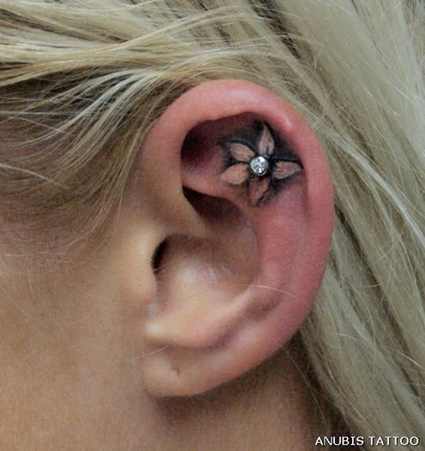 60+ Pretty Designs of Ear Tattoos 2017