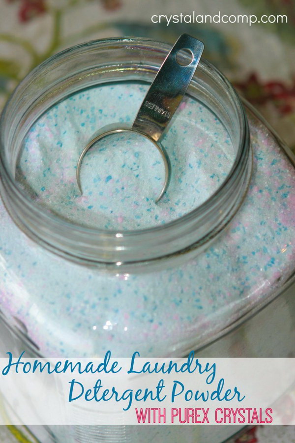 Homemade Laundry Detergent Powder with Purex Crystals.