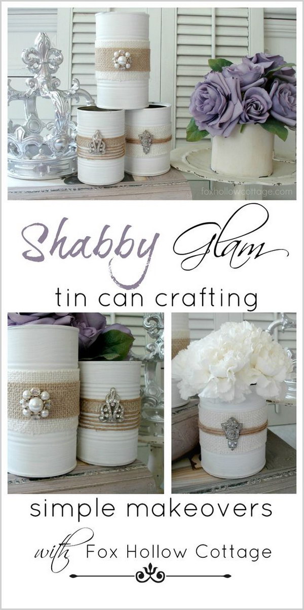 Shabby Chic Tin Cans