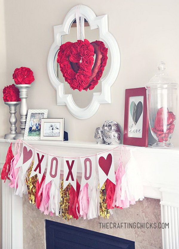 valentine mantel decorating ideas