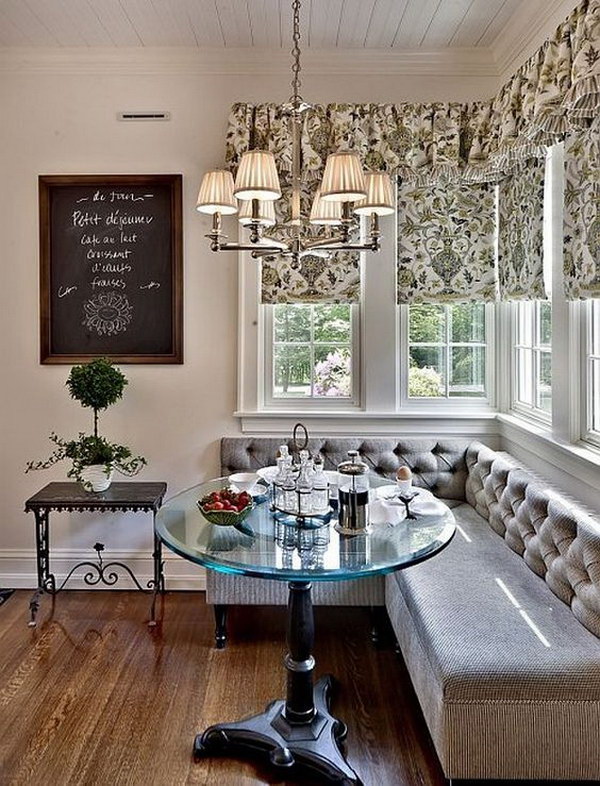 Farmhouse Breakfast Nook with Chalkboard.