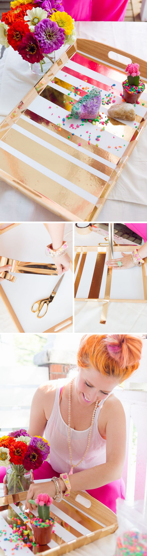 DIY Gold Taped Serving Tray.
