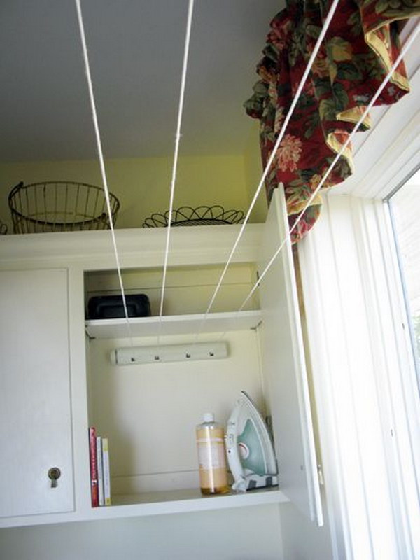 Tuck A Retractable Clothesline Into Your Laundry Room Cabinets To Maximize Your Line Drying Space 