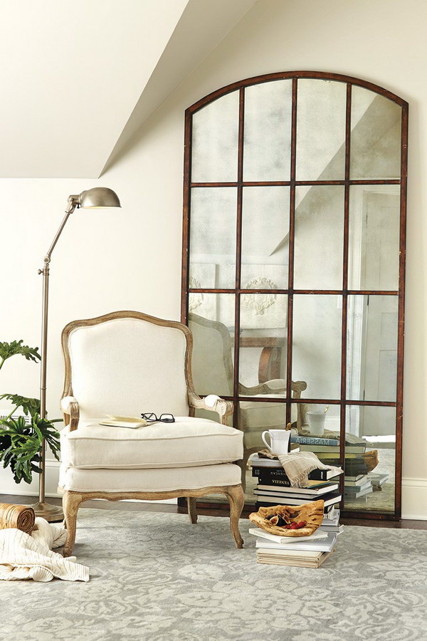 Amiel Arch Antiqued Leaner Mirror. 