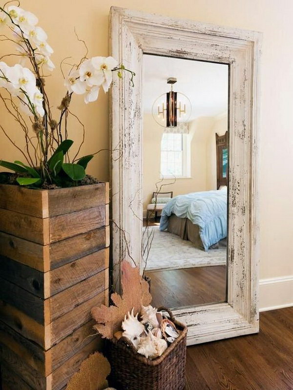DIY Rustic Wood Framed Full Length Mirror. 