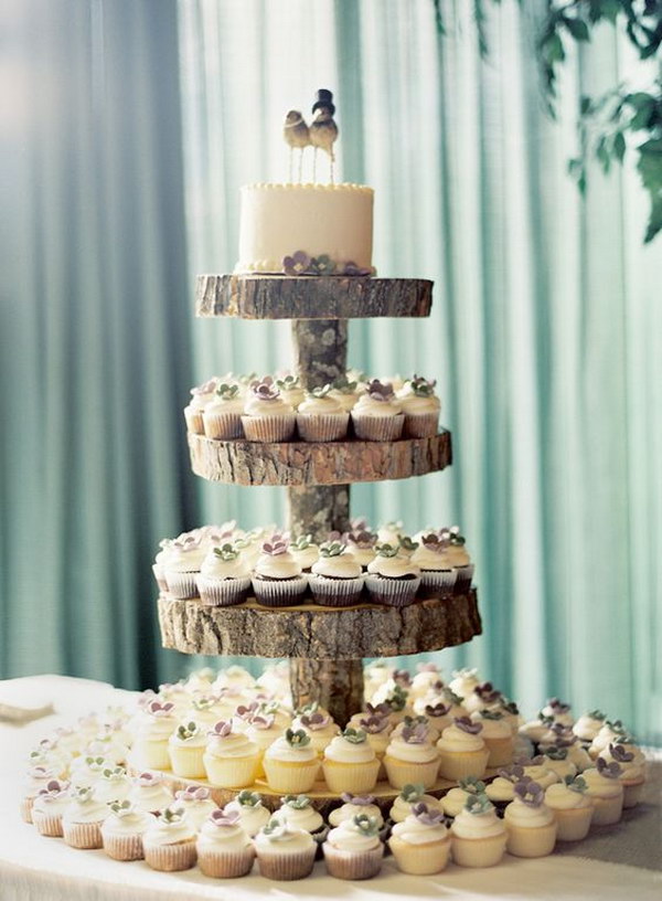 Rustic Wedding Tree Stump Cupcake Stand 