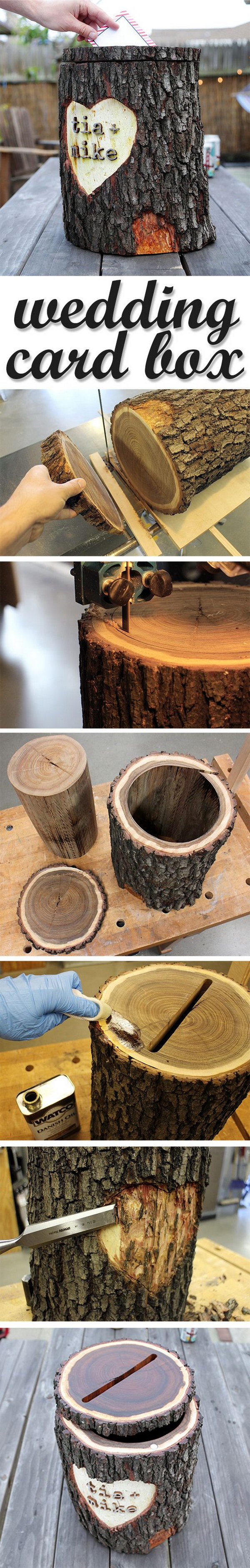 DIY Rustic Log Card Box 