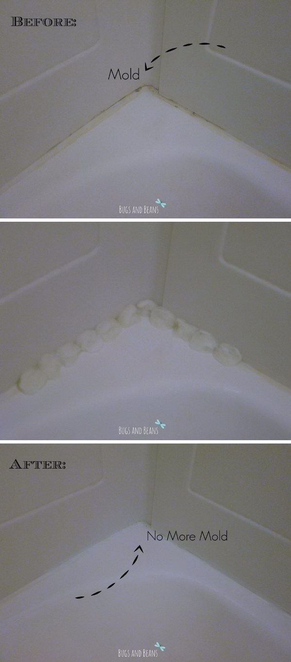 Soak Cotton Strips With Bleach To Get Rid Of Mold In Your Bathtub So You Don't Need to Recaulk.