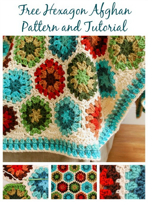 Crochet Hexagon Afghan Crochet Blanket.