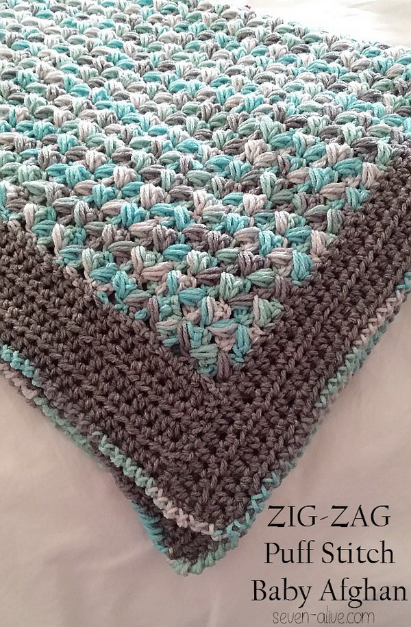 Zig Zag Puff Stitch Baby Blanket.