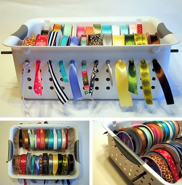 Ribbon Organization with Hole y Bins. 