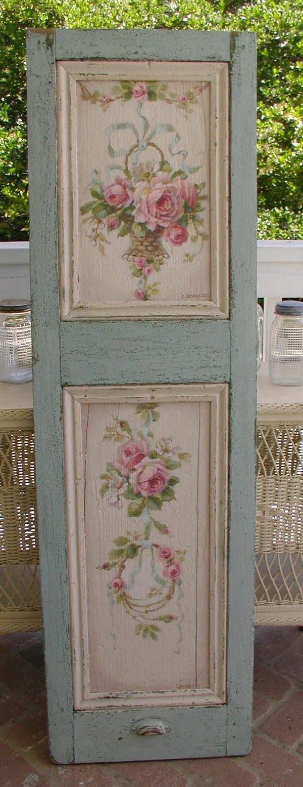 DIY Beautiful Rose Painted Shutter