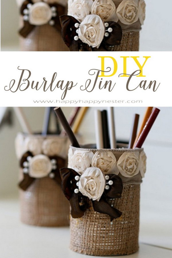 DIY Burlap Pencil Holder