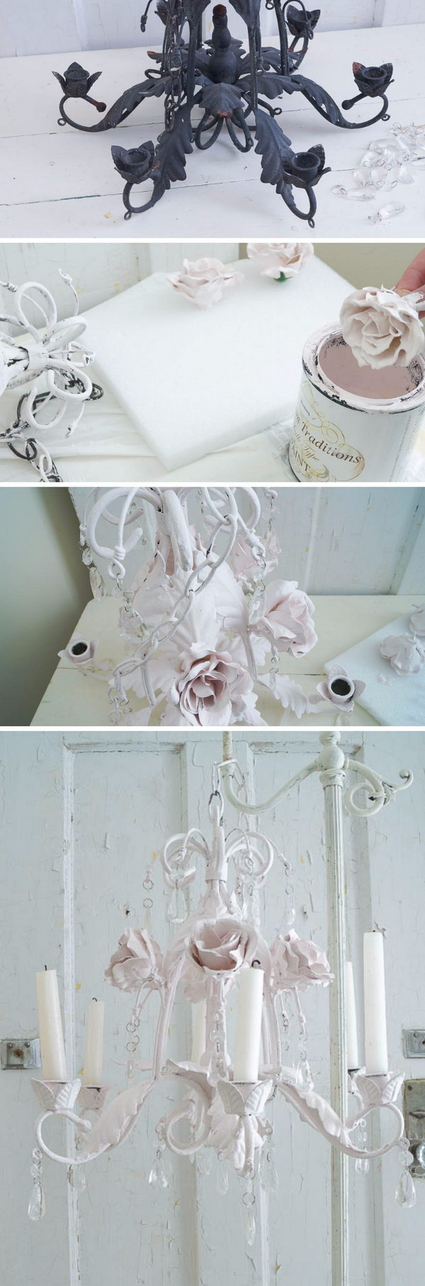 Shabby Chic Faux Tole Chandelier