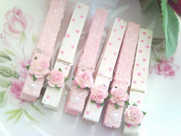 Romantic Embellished Clothes Pins