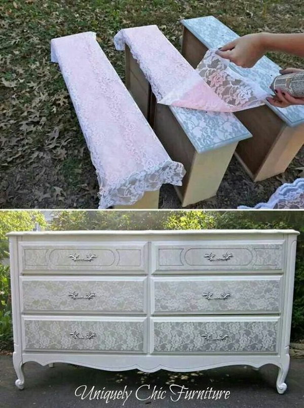 Spray Painted Silver over Lace to Get the Shaby Chic Effect