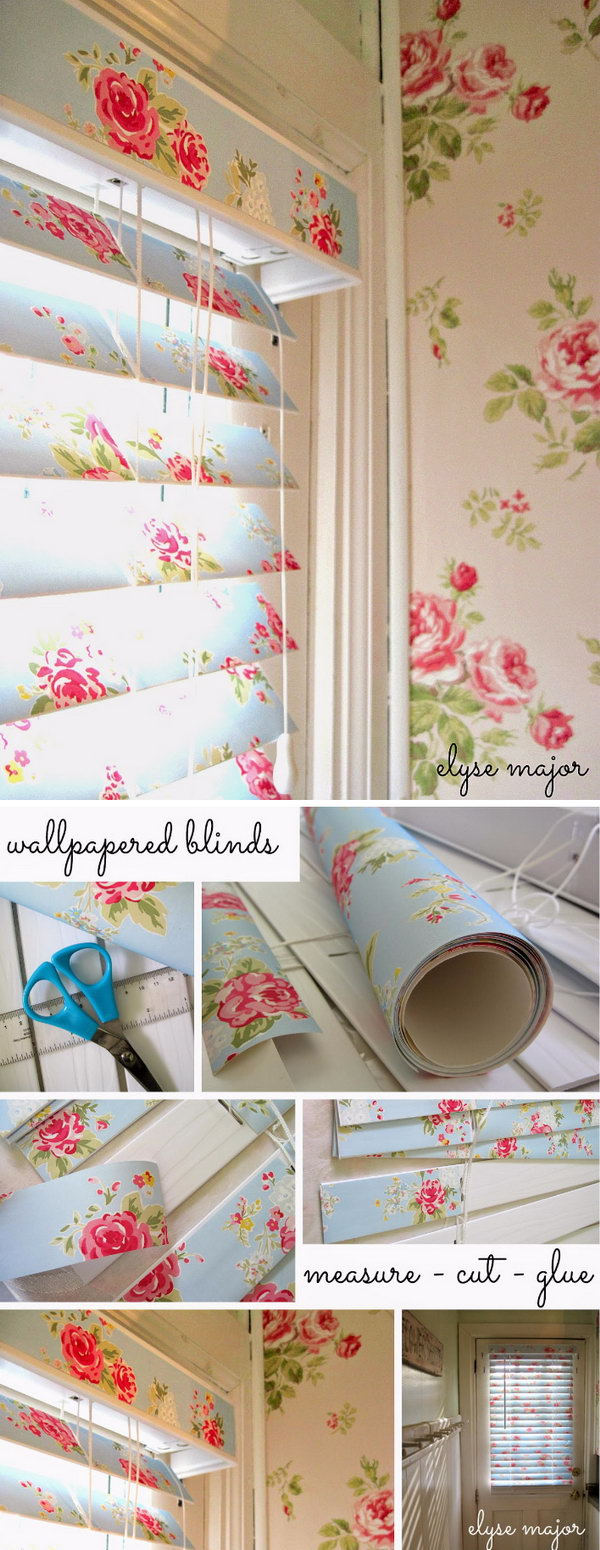 Shabby Chic Wallpaper Covered Blinds.