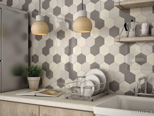 Modern Multi Color Hexagon Tile Backsplash