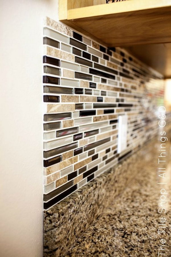 DIY Linear Mosaic Tile Backsplash