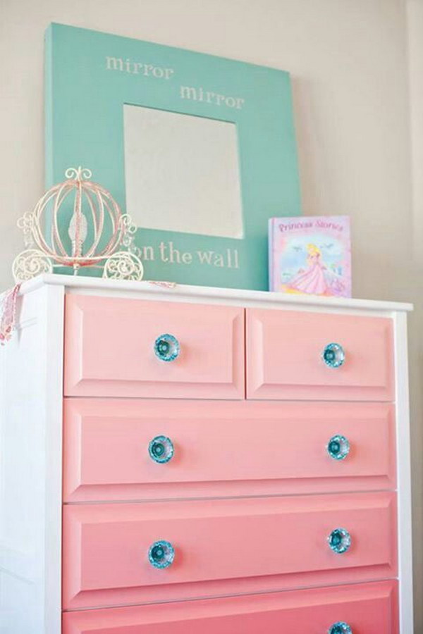 DIY Pink Ombre Painted Dresser