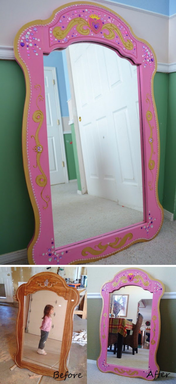 Thrift Store Princess Mirror Makeover.
