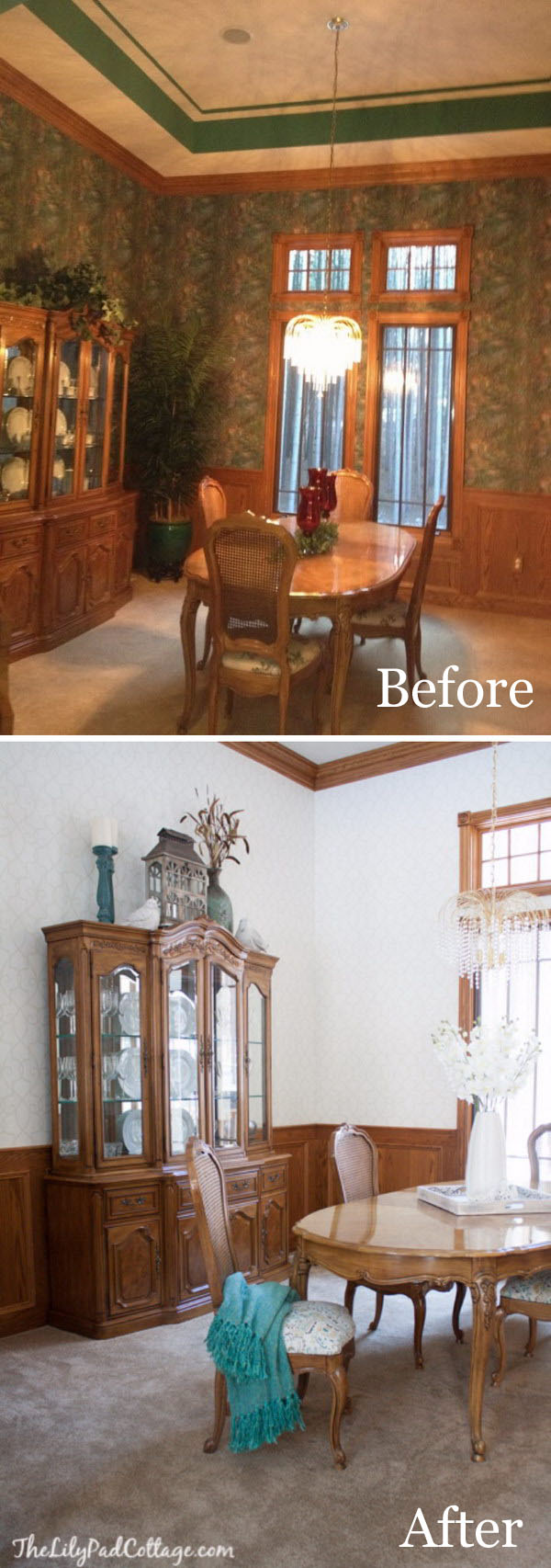 Great Transformation with Just Changing Out The Dark Wall Paper.