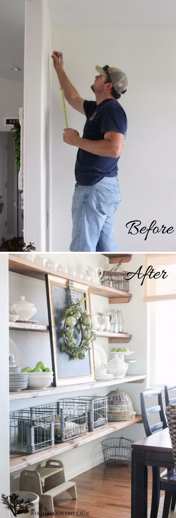 DIY Dining Room Open Shelving.