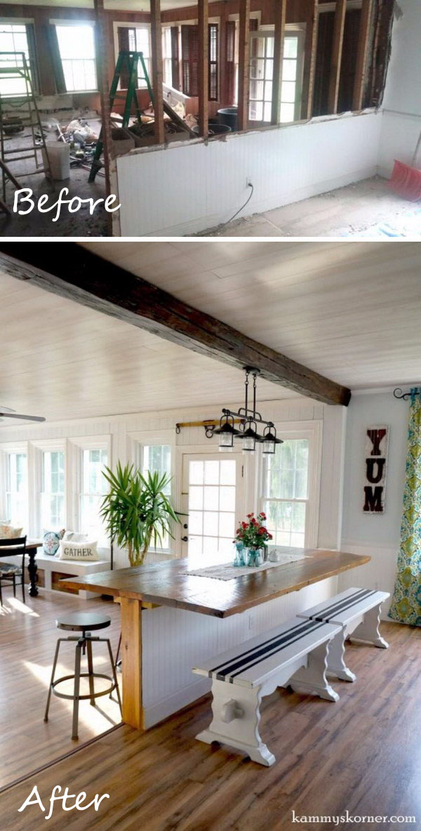 DIY Built in Breakfast Bar Dining Table.