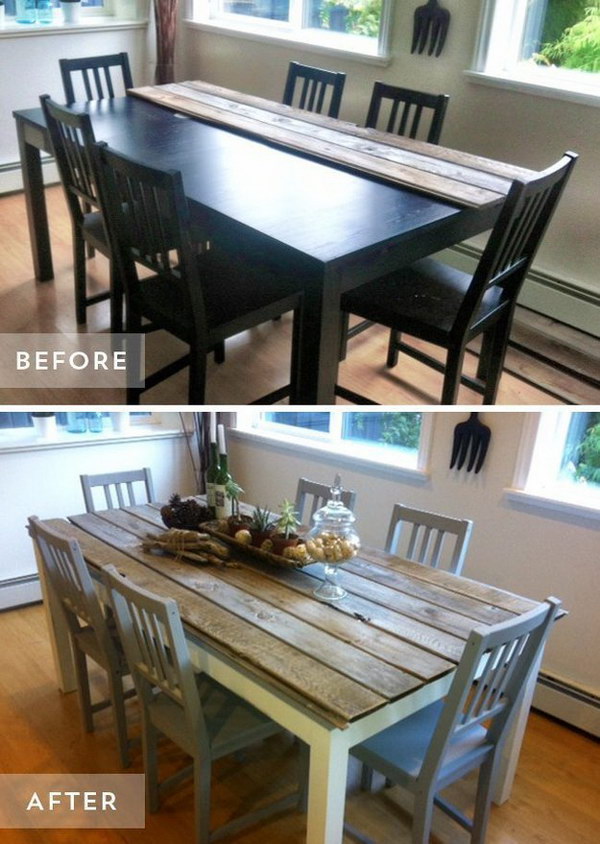 Budget Friendly Dining Table Makeover from Boring to Dramatic.